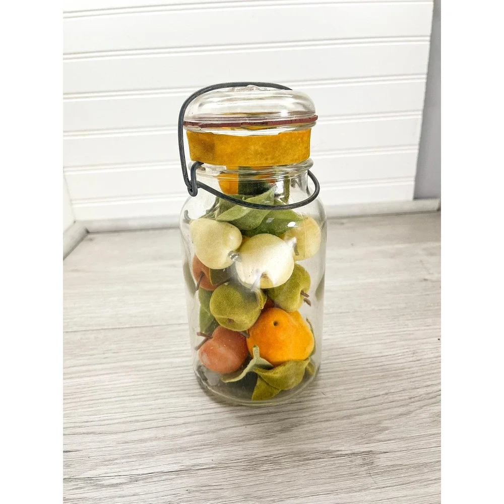 Vintage Glass Vegetable Jar - Flocked Vegetables